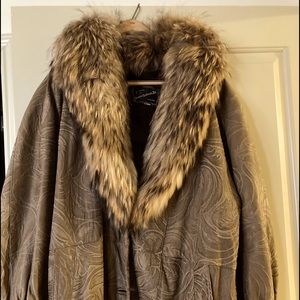 Leather and fox fur jacket
